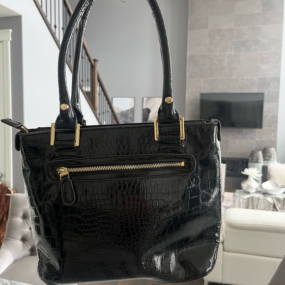 Vintage 80/90s Anne Klein pre loved hand bag faux black crocodile - Picture 5 of 8